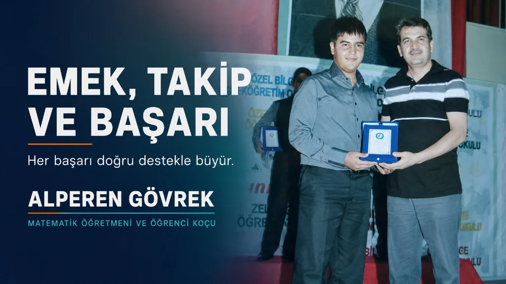 Alperen Gövrek ödül töreninde, “Emek, takip ve başarı” afişi