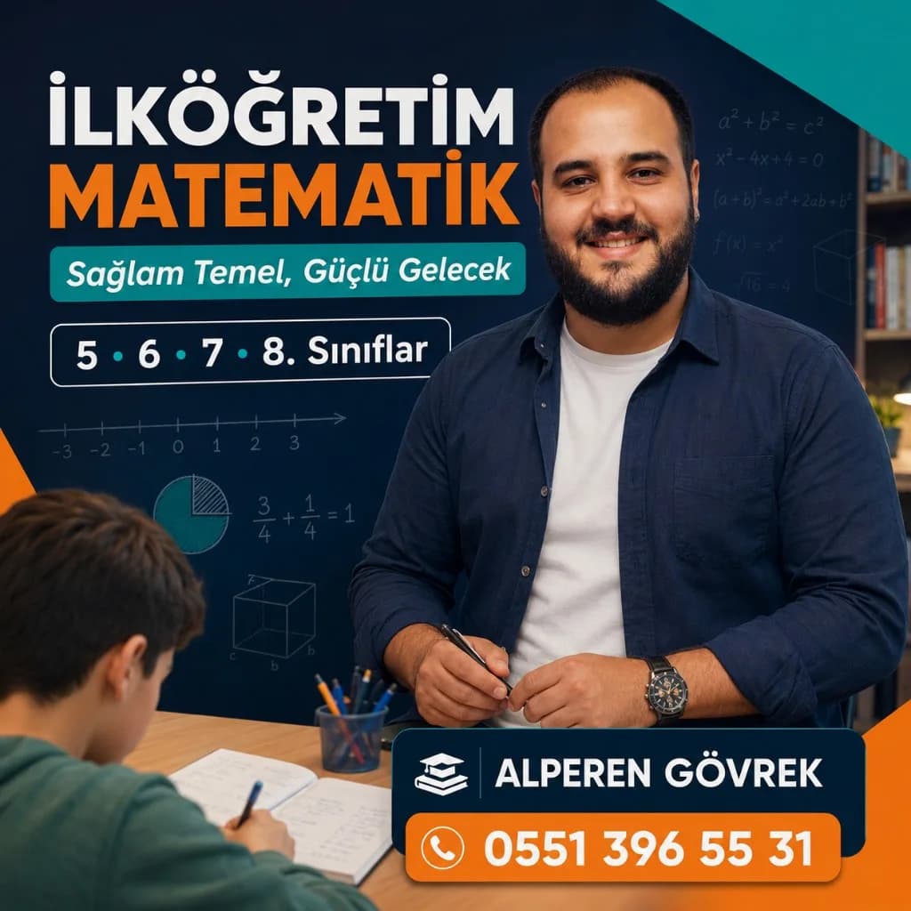 Alperen Gövrek, ilköğretim matematik (5–8. sınıf) tanıtım afişinde