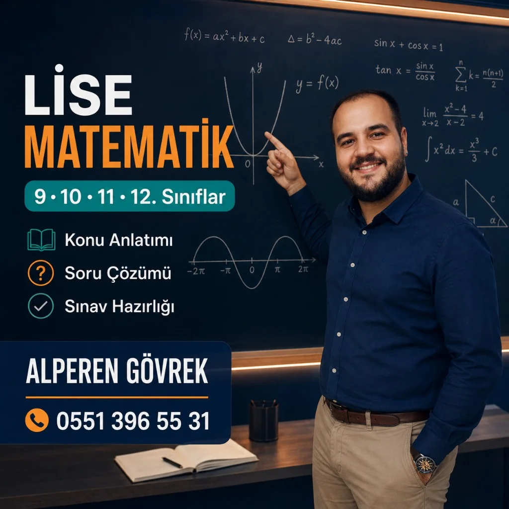 Alperen Gövrek, lise matematik (9–12. sınıf) tanıtım afişinde