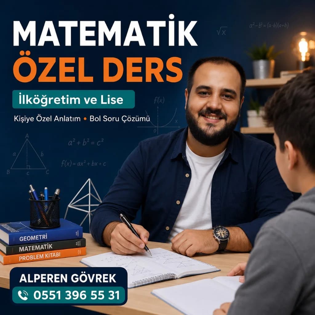 Alperen Gövrek, “Matematik özel ders” tanıtım afişinde