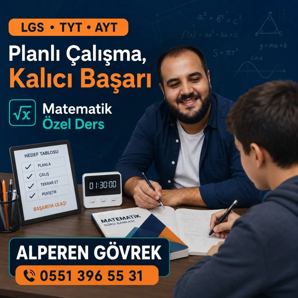 Alperen Gövrek, LGS · TYT · AYT için “Planlı çalışma, kalıcı başarı” afişinde